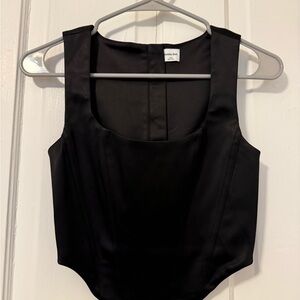 Sunday Best Black Square Neck Satin Crop Corset